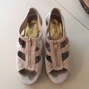 Michael Kors beige zip up wedge